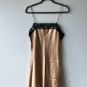 Beige Satin Mini Dress with Lace - Abercrombie & Fitch